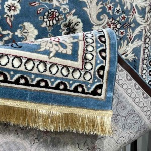 سجاد تركي حرير N232A سماوي مقاس 100*300