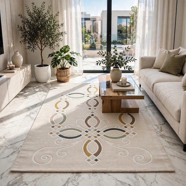 سجاد الهبه تركي ليديا N0516A كريم اخضر مقاس 250*350