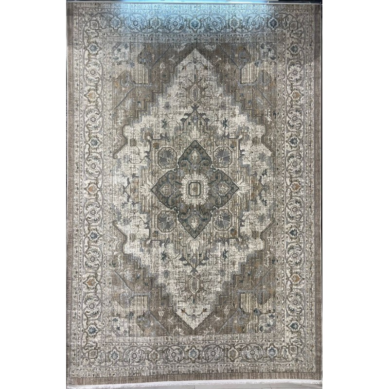 سجاد بوهيمي تركي مراكش F0560A بيج ابيض مقاس 120*170