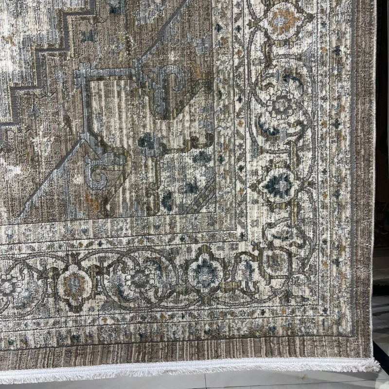 سجاد بوهيمي تركي مراكش F0560A بيج ابيض مقاس 120*170