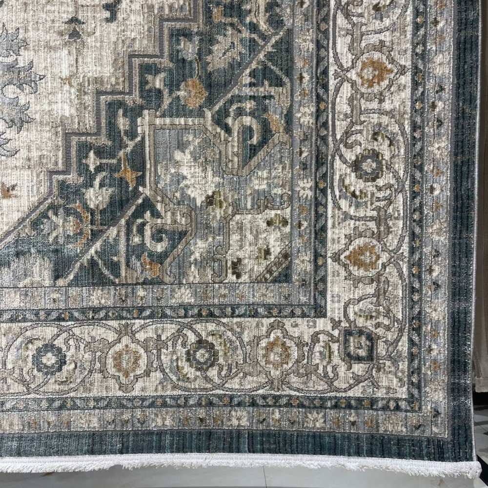 سجاد بوهيمي تركي مراكش F0560A سماوي ابيض مقاس 150*220