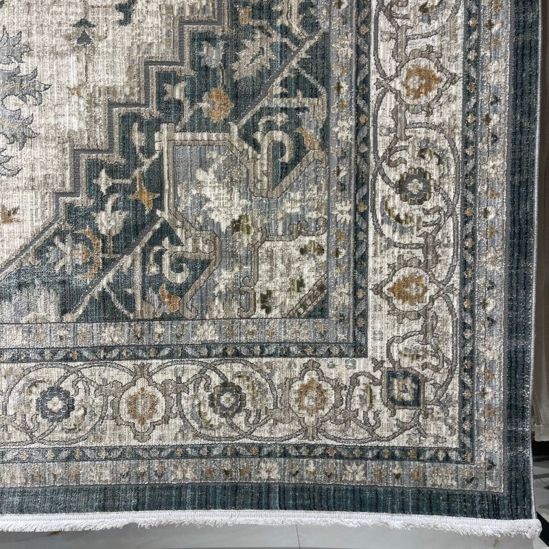 سجاد بوهيمي تركي مراكش F0560A سماوي ابيض مقاس 80*150