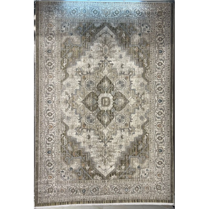 سجاد بوهيمي تركي مراكش F0560A اخضر ابيض مقاس 120*170