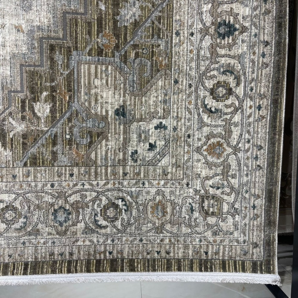 سجاد بوهيمي تركي مراكش F0560A اخضر ابيض مقاس 120*170