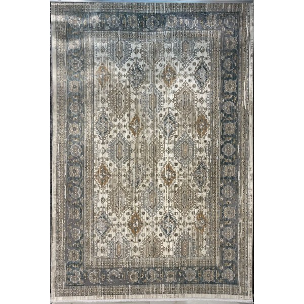 Turkish Bohemian Marrakech Rug X0744D white blue Size 100*200