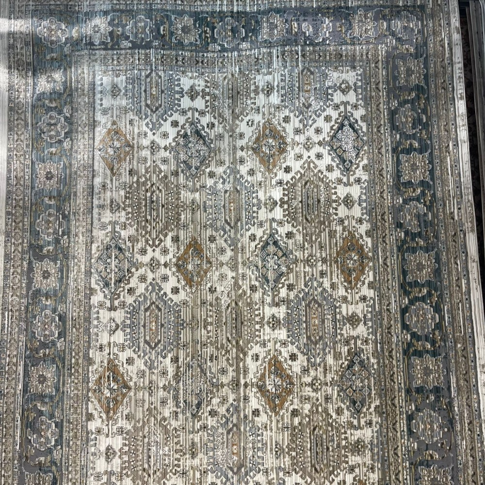 سجاد بوهيمي تركي مراكش X0744D ابيض سماوي مقاس 150*220
