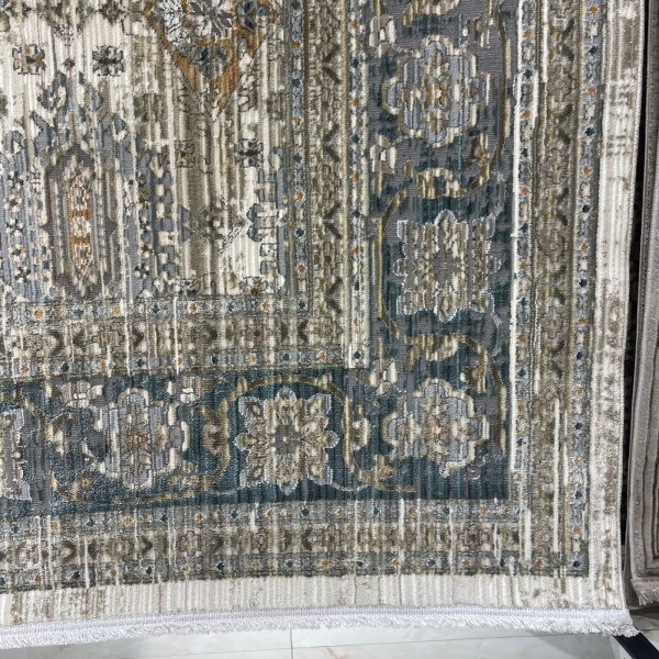 Turkish Bohemian Marrakech Rug X0744D white blue Size 100*200
