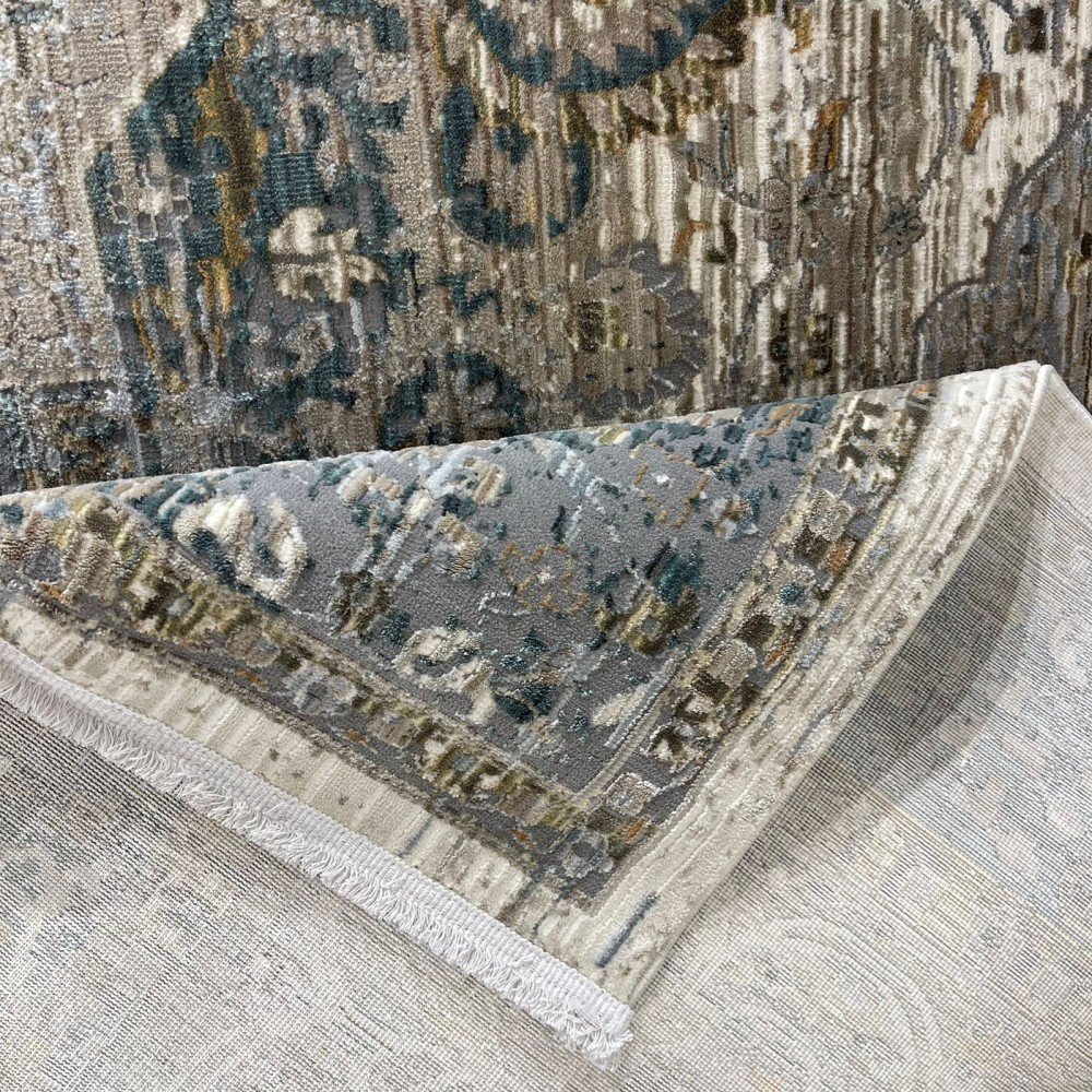 سجاد بوهيمي تركي مراكش X0750A ابيض رصاصي مقاس 150*220