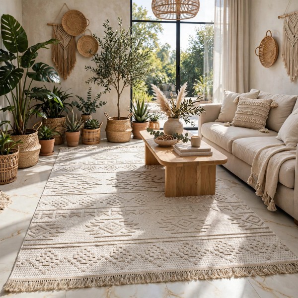 سجاد خيش مايا HD44A كريم مقاس 150*220
