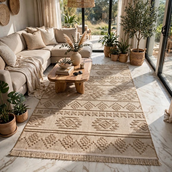سجاد خيش مايا HD44A بيج غامق مقاس 150*220