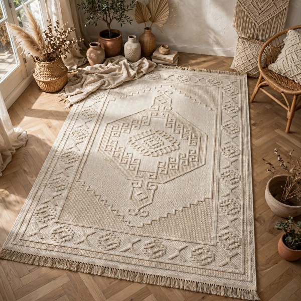 سجاد خيش مايا HD57A كريم مقاس 150*220