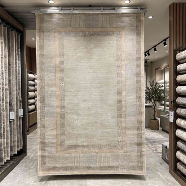 سجاد تركي ميلاس 9908B رصاصي كريم مقاس 50*80