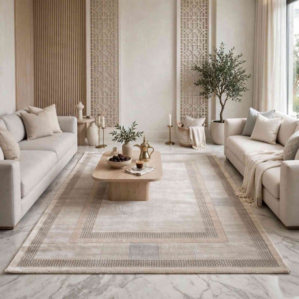 سجاد تركي ميلاس 9908B رصاصي كريم مقاس 50*80