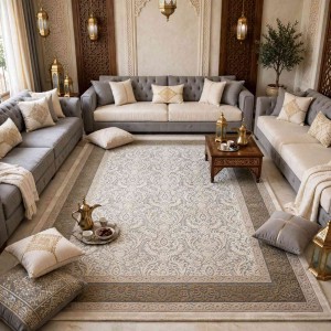 سجاد تركي ميلاس 9761B رصاصي كريم مقاس 80*150