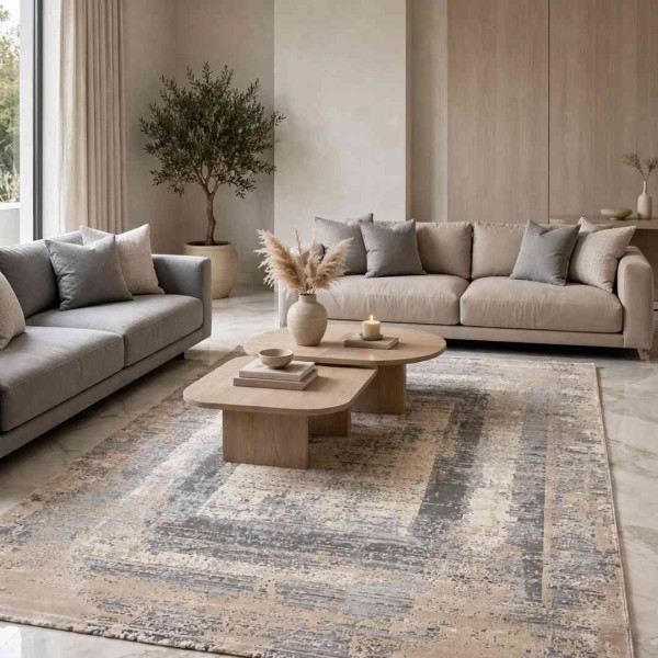 سجاد تركي ميلاس 9295C رصاصي كريم مقاس 200*300