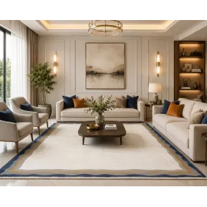 سجاد تركي برل 42818A كريم سماوي مقاس 200*300
