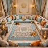 سجاد بوهيمي تركي رادا KR12C كريم تركواز مقاس 300*400