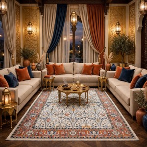 Turkish Bohemian RADA Rug KP77C BEIGE MULTI ROSE Size 200*300