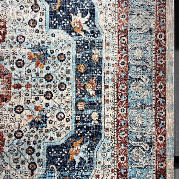 Turkish Bohemian RADA Rug KP81B CREAM Dark BLUE Size 300*400