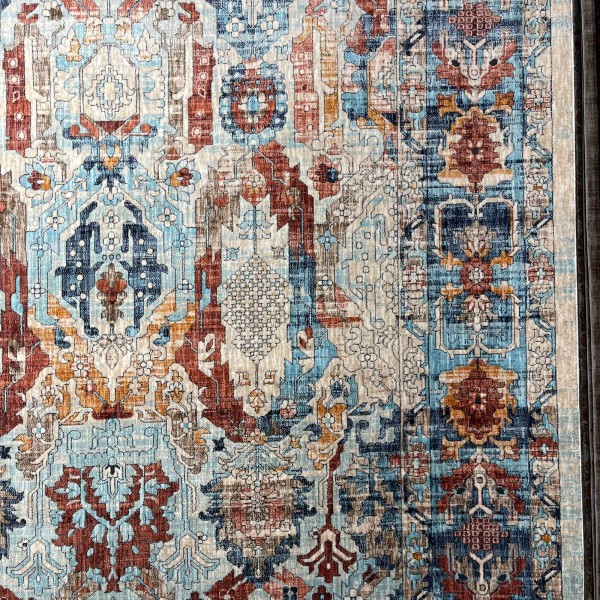 سجاد بوهيمي تركي رادا KP86B كريم تركواز مقاس 50*80