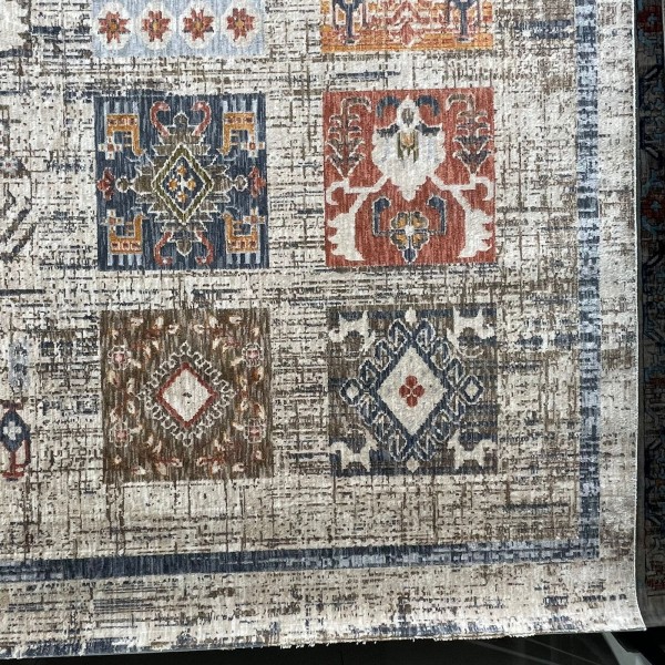 سجاد بوهيمي تركي رادا CB07G بيج مولتي روز مقاس 150*220