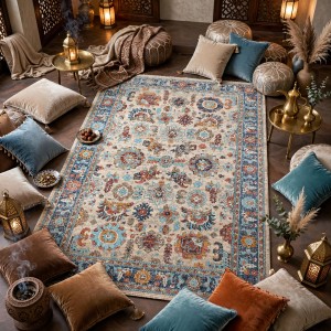 سجاد بوهيمي تركي رادا KP97B كريم بيج غامق مقاس 300*400