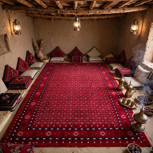 Turkish Silk Nomad Carpet B231A RED NAVY Size 150*220