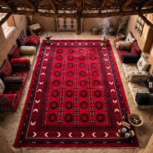 Turkish Silk Nomad Carpet B232A RED NAVY Size 100*200