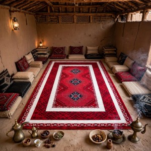 Turkish Silk Nomad Carpet B251A RED NAVY Size 400*500