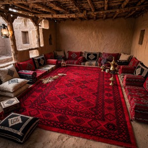 Turkish Silk Nomad Carpet C283A RED BLACK Size 300*400