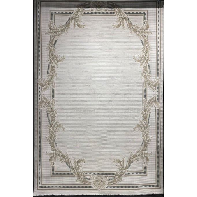 Fortax Turkish Rug 41498A Cream green Round Size 300*300 - Modern Carpets