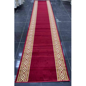 ممر ملكي رسمي اكريليك خيط مبروم فرش درج برواز لون احمر عرض 125 سم