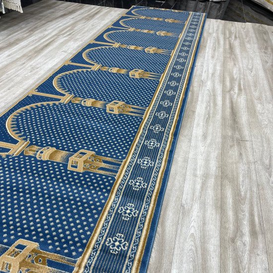 Alfombras de oración mihrab turcas SC116 cian tamaño 125*1000