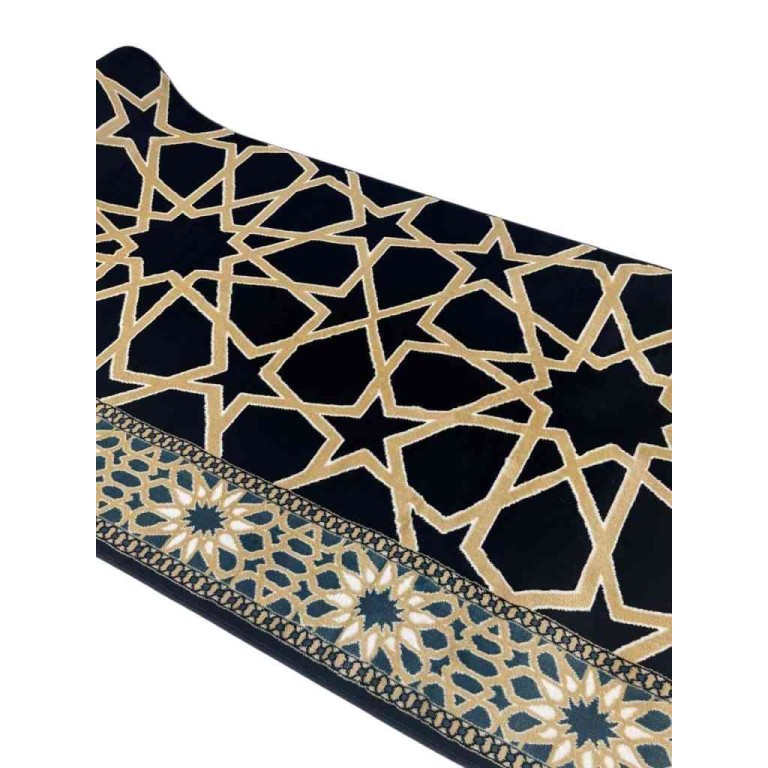 Turkish Rawdah prayer Rug navy Size 125*1000 cm