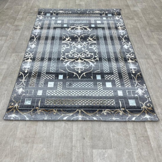 Turkish carpet Silhouette pattern No 04917B a modern and distinctive pattern dark gray color