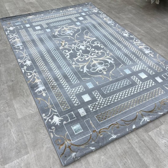 Turkish carpet Silhouette pattern No 04917B a modern and distinctive pattern dark gray color