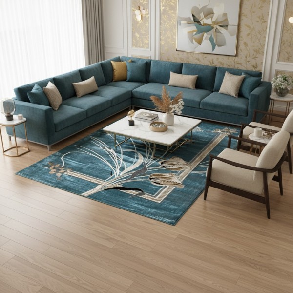JANAN Turkish Modern Rugs S1015 blue size 100*300
