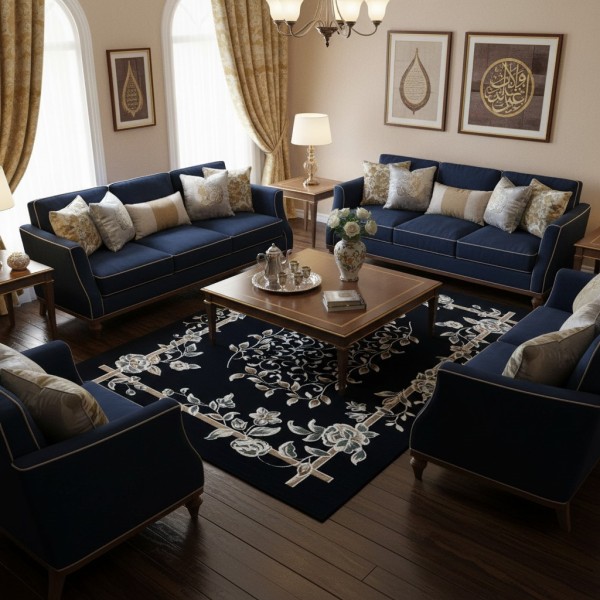 سجاد كلاسيك مالمو تركي S1019 كحلي مقاس 100*200
