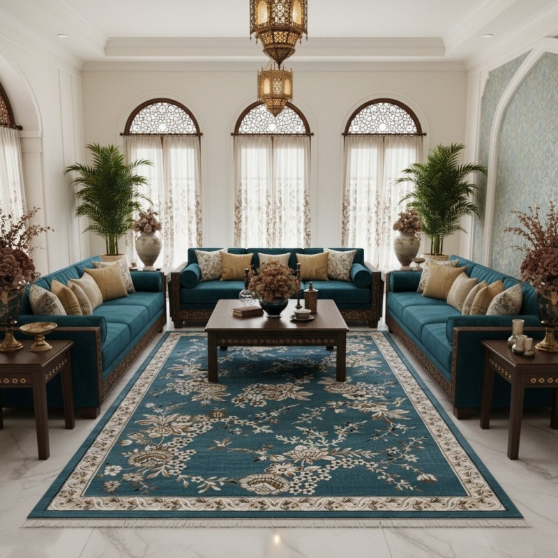 سجاد كلاسيك مالمو تركي S1020 سماوي مقاس 100*200