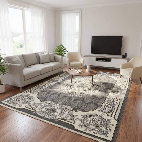 RAZANA Turkish Carpet 36262A Dark gray Size 100*300