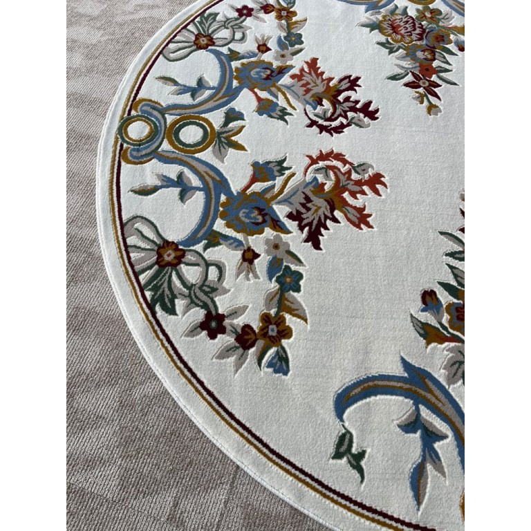 Turkish Super German Carpet F498A cream Round Size 150*150