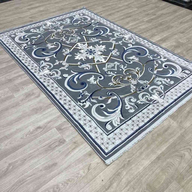 سجاد شرقي تاج نقش ايراني تركي 36023A رصاصي مقاس 100*200