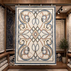 Turkish rug Wardah French pattern AL194A CREAM blue size 250*350