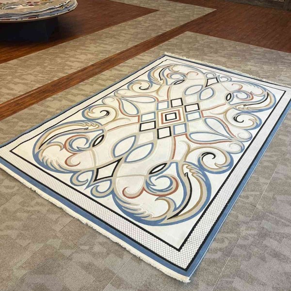 Turkish rug Wardah French pattern AL194A CREAM blue size 250*350