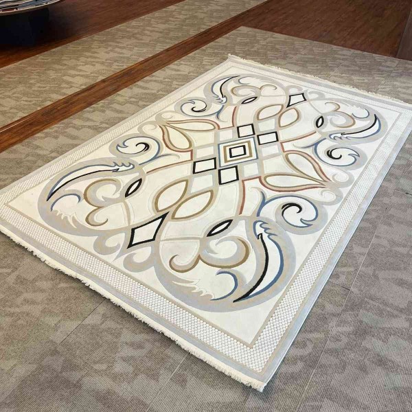 Turkish rug Wardah French pattern AL194A CREAM gray size 80*150