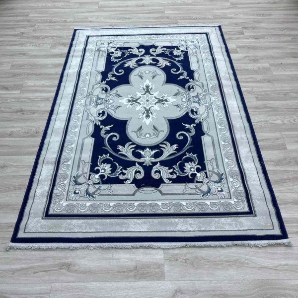 Serenity Turkish carpet Iranian hand-knotted 36235 navy blue size 300*400