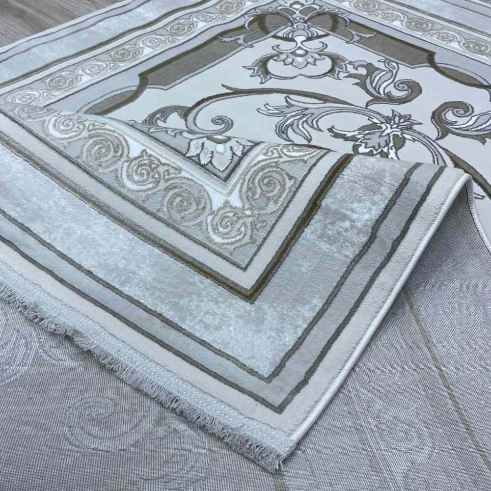 سجاد تركي سيرينتي نشقه ايراني 36235 كريم رمادي فاتح مقاس 100*400