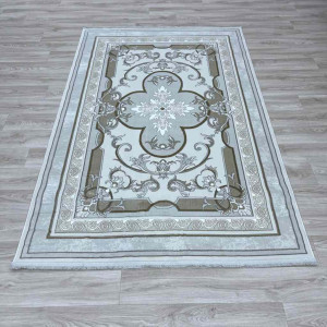 سجاد تركي سيرينتي نشقه ايراني 36235 كريم رمادي فاتح مقاس 100*400