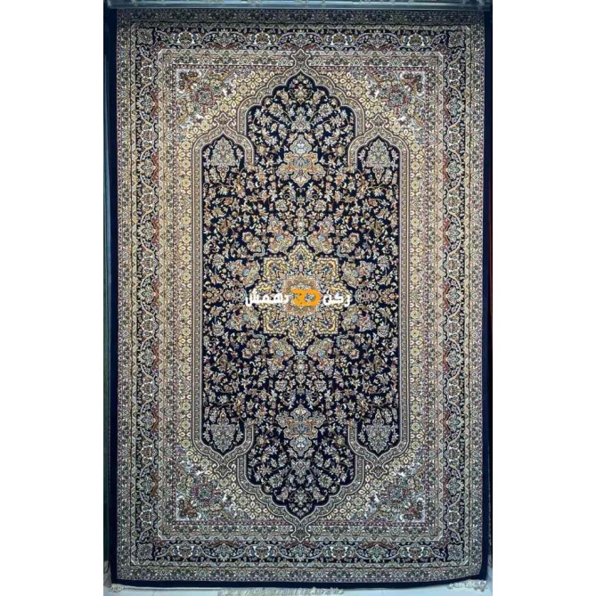 Luxury Turkish carpet wool acrylic twisted yarn 37878 navy color size 100*200