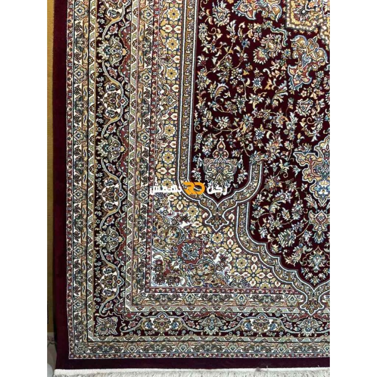 Luxury Turkish carpet wool acrylic twisted yarn 37878 burgundy red color size 100*200
